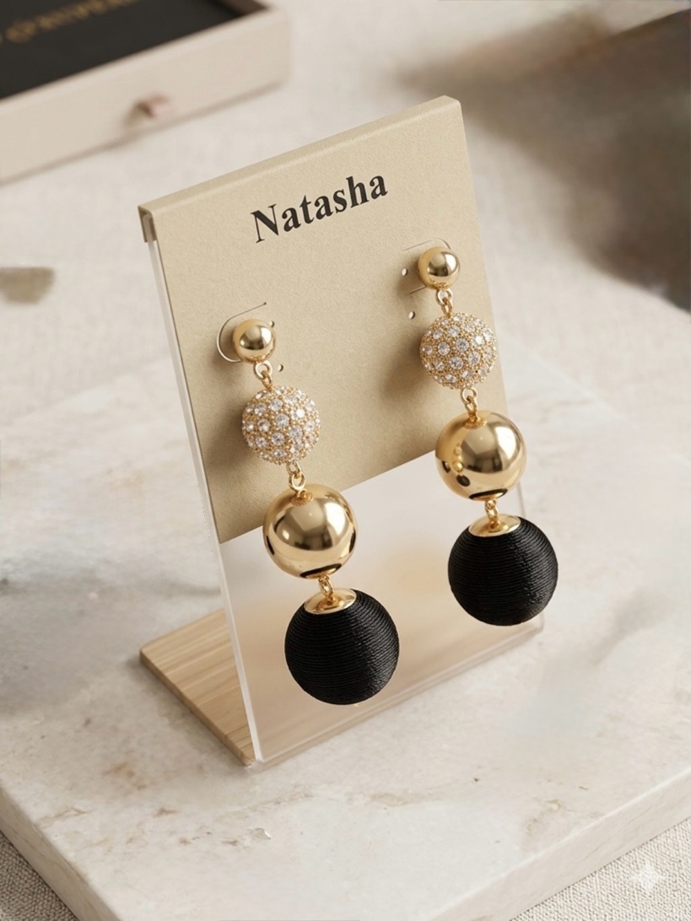 Natasha Gold Tiered Ball Drop Earring